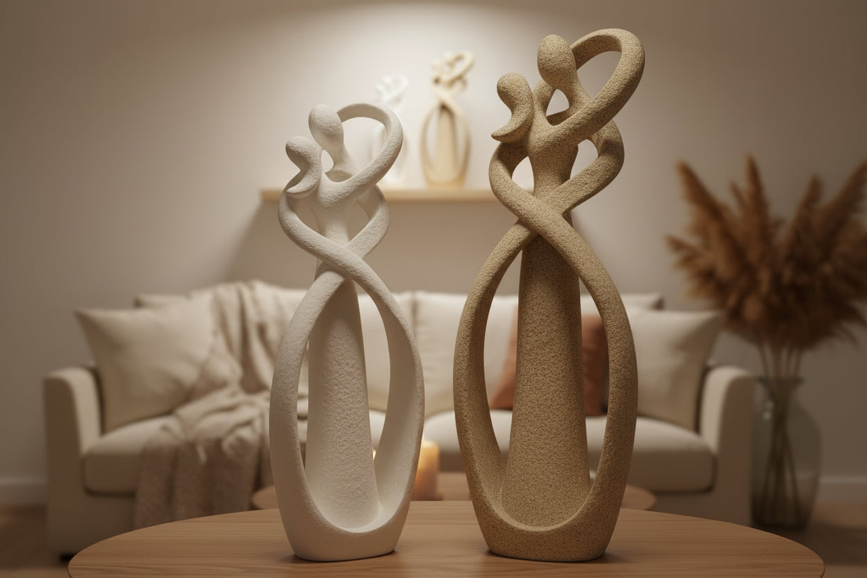 Abstract Liefdesbeeld Van Zandsteen – Decoratief Sculptuur Voor Interieur | Restfield