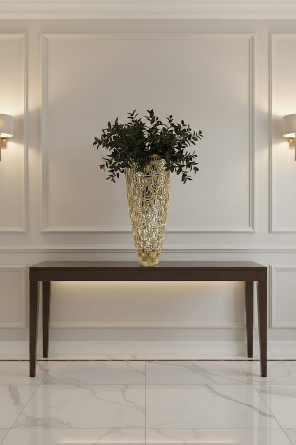 Deco 79 Aluminum Metal Geometric Decorative Vase Art Deco Inspired Arched Centerpiece Vase, Vase for Home Decoration 9" X 10" X 25", Gold