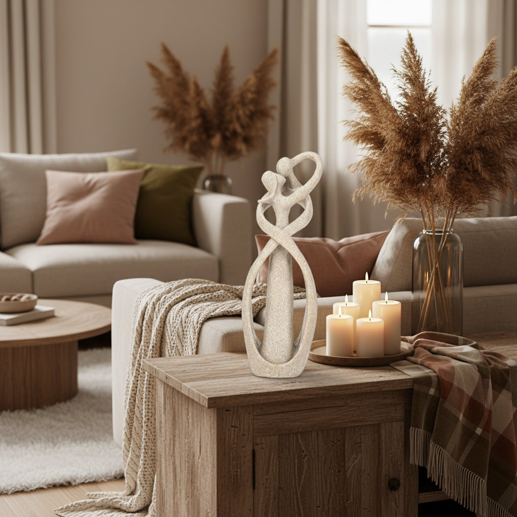 Abstract Liefdesbeeld Van Zandsteen – Decoratief Sculptuur Voor Interieur | Restfield