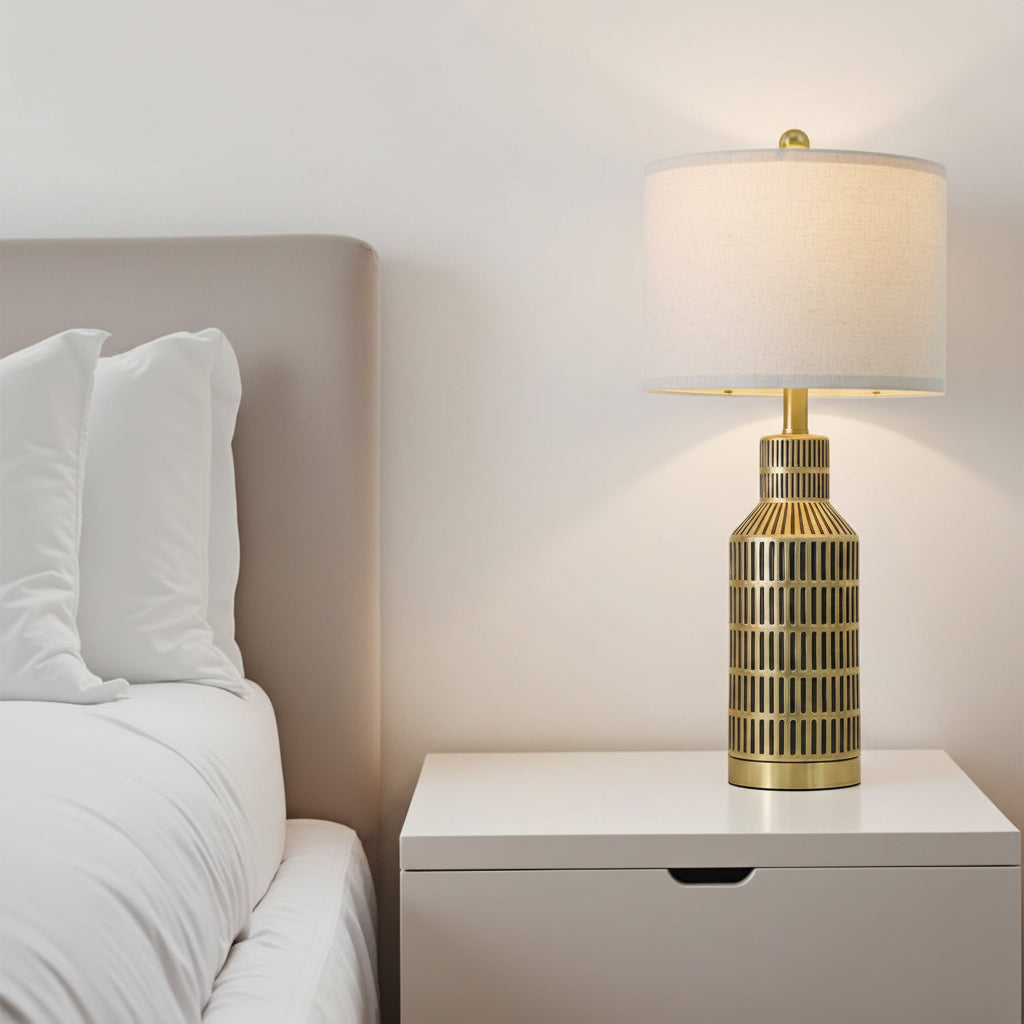 25" Gold and Black Modern Ceramic Bedside Lamp Set of 2 for Bedroom Decor Farmhouse Table Lamp for Living Room Office Dorm